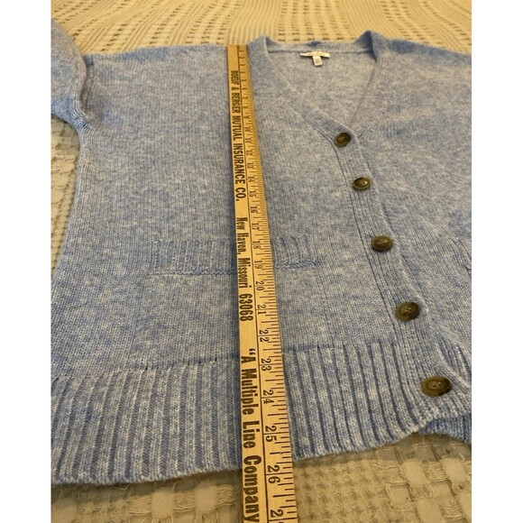 Ella Moss Cardigan Sweater Fuzzy Oversized Medium Light Blue Pockets Super Soft - Picture 11 of 12